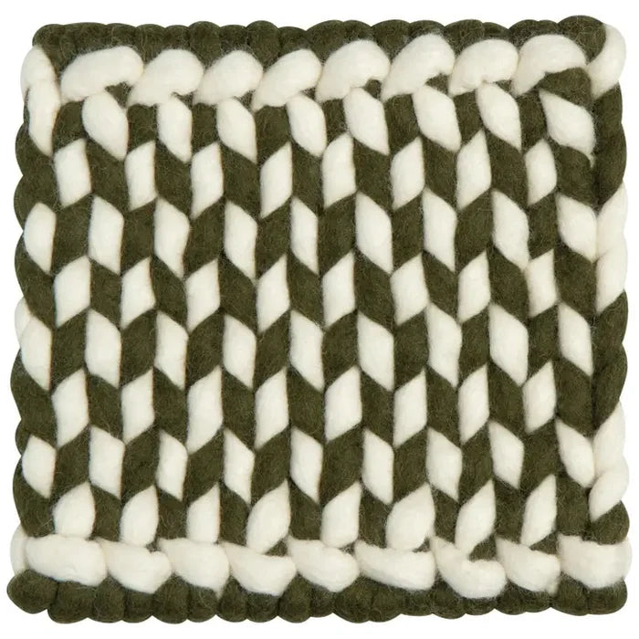 WS Braid Felt Wool Trivet - Olive Branch