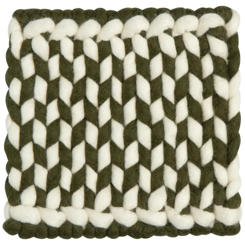 WS Braid Felt Wool Trivet - Olive Branch