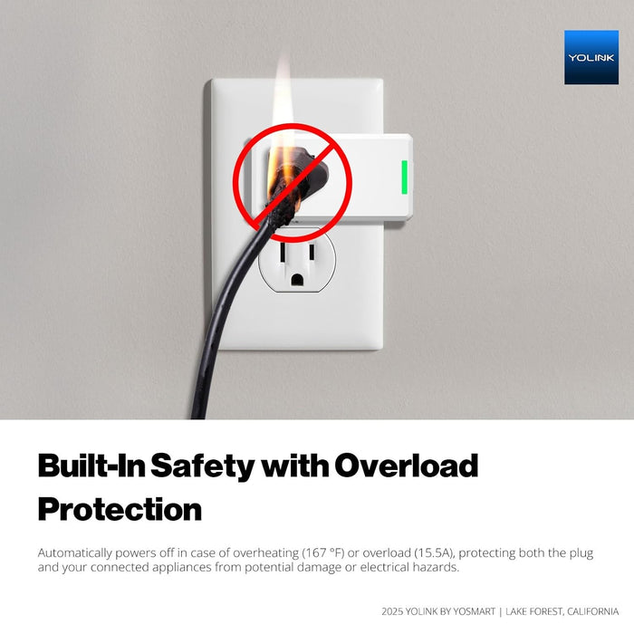 Smart energy plug has built-in safety with overload protection.