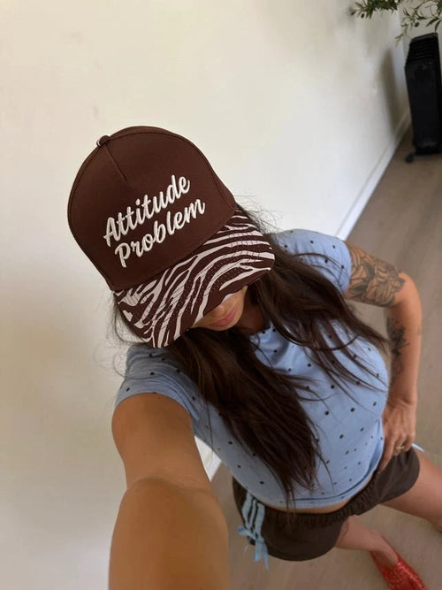 Zebra Attitude Problem Embroidered Trucker Hat