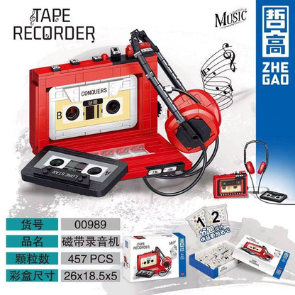 ZHEGAO 00989 Retro Classic Tape Recorder mini brick 457pcs ZHEGAO