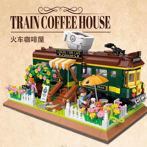 ZHEGAO DZ6002 Train Coffee House MINI Brick ZHEGAO