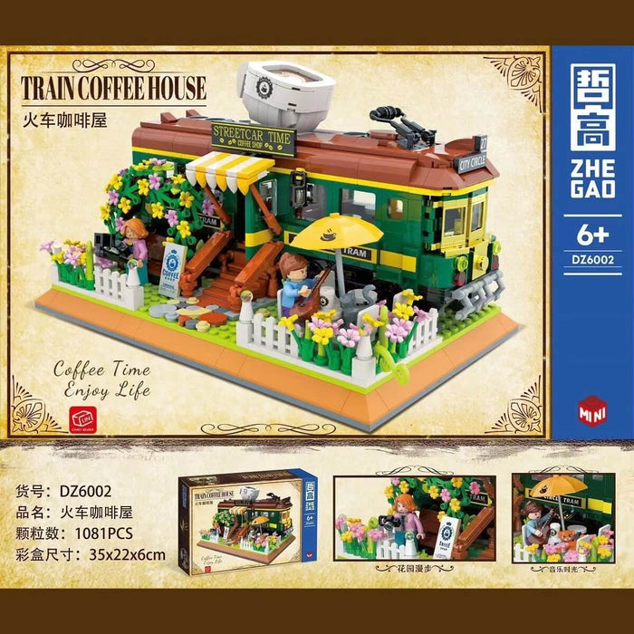 ZHEGAO DZ6002 Train Coffee House MINI Brick ZHEGAO